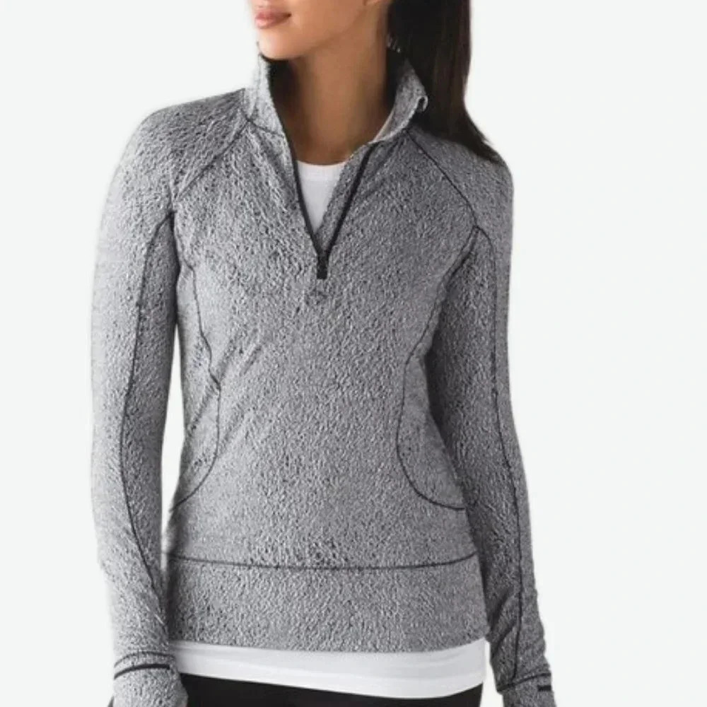 LULULEMON | RUSH HOUR LONG SLEEVE  LUON SPRAY JACQUARD WHITE BLACK